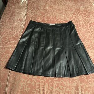 Pilcro black faux Leather Pleated Mini Skirt